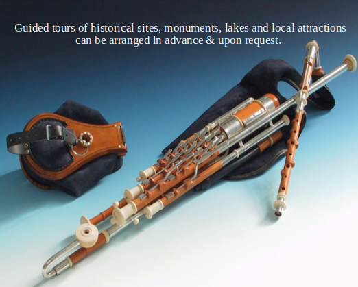Traditional Irish Uilleann pipes — namesake of Cuan na bPíobairí, the Piper's Harbour
